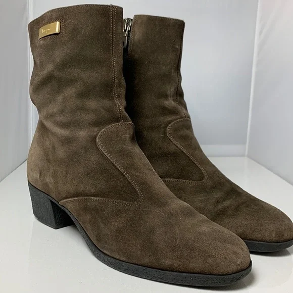 Women's Salvatore Ferragamo LAPO Suede Boots Sz 5.5 AA Brown Mustang Buc zipper - Picture 4 of 11